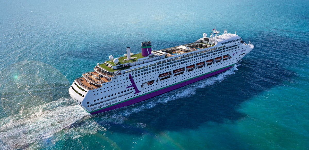 Cruise ship sailing on open water