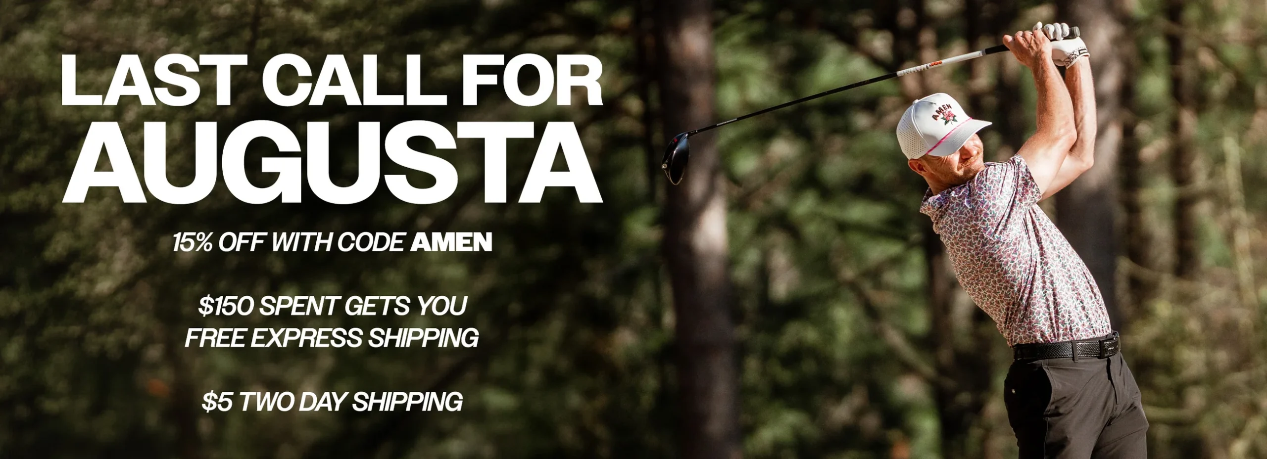 Promotional golf banner with themed product display